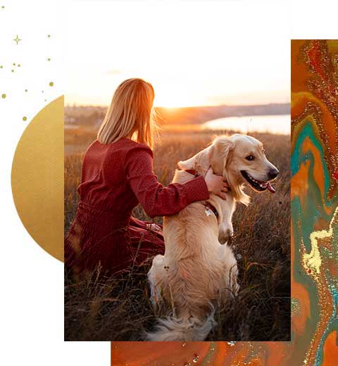 Woman with golden retriever 